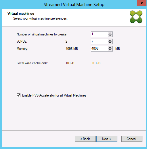 Image of the Virtual machines options
