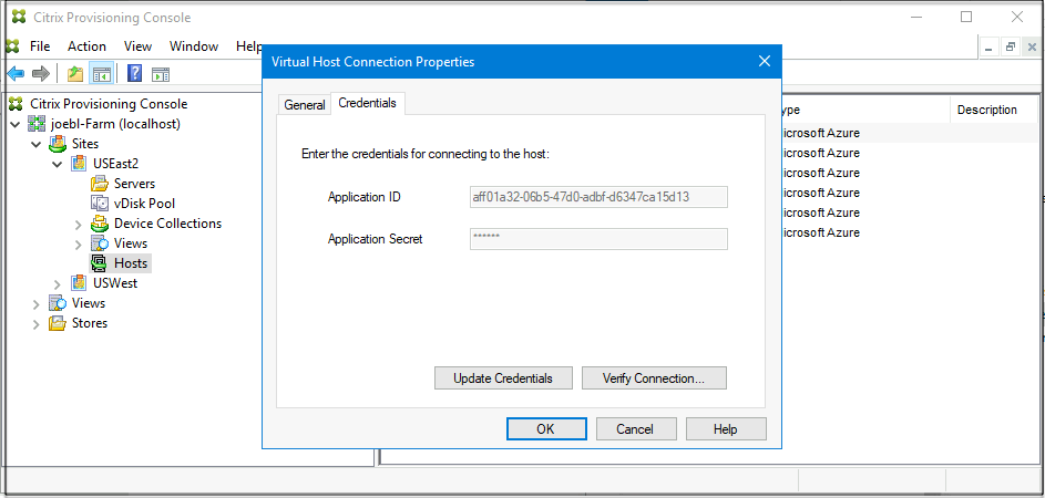 Virtual Host Connection Properties: General Tab