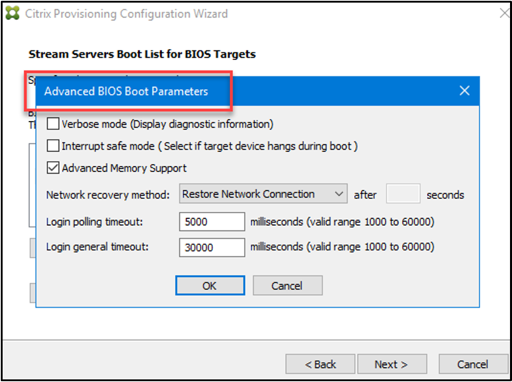 Advanced BIOS parameters