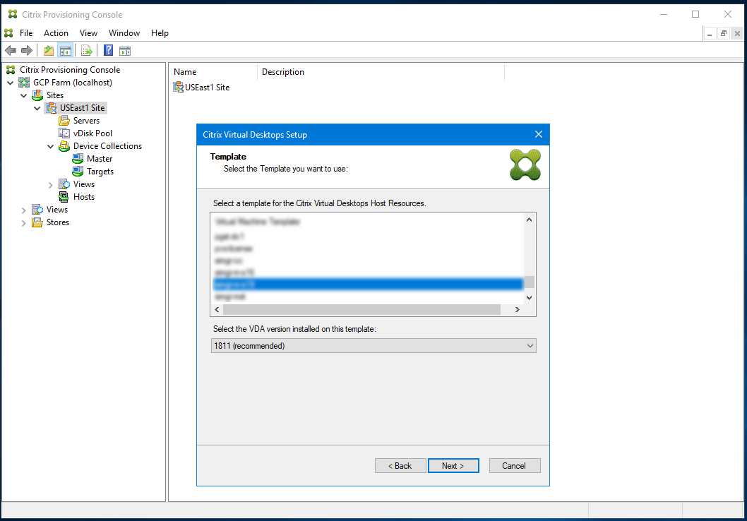 Asistente de instalación: Configuración de VM para dispositivos de destino aprovisionados