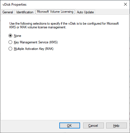 vDiskプロパティ、Microsoftボリュームライセンス