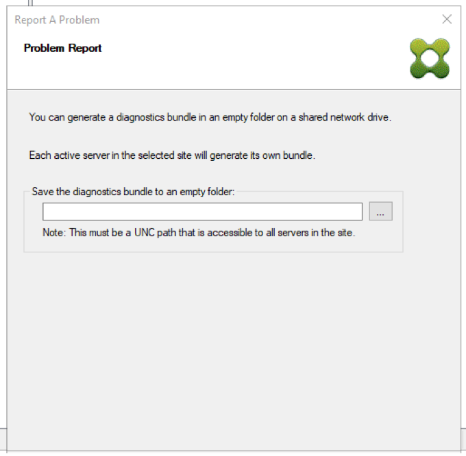 Image of saving the diagnostic bundle to an empty folder