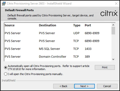Default firewall ports