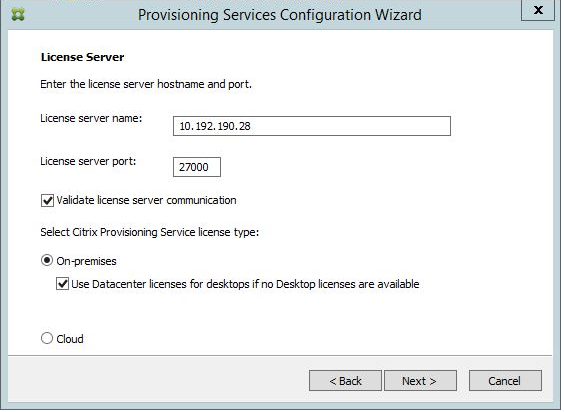Imagen de la pantalla del servidor de licencias