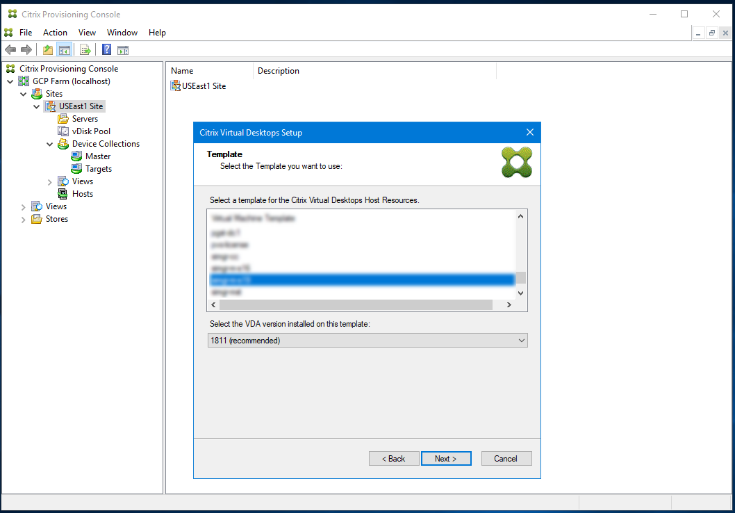 Setup wizard: VM settings for provisioned target devices