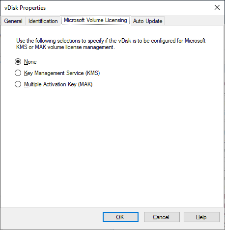 Propriétés vDisk avec les licences de volume Microsoft