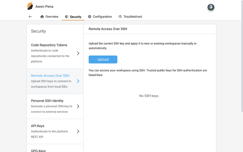 Accessing Your Workspace Through SSH