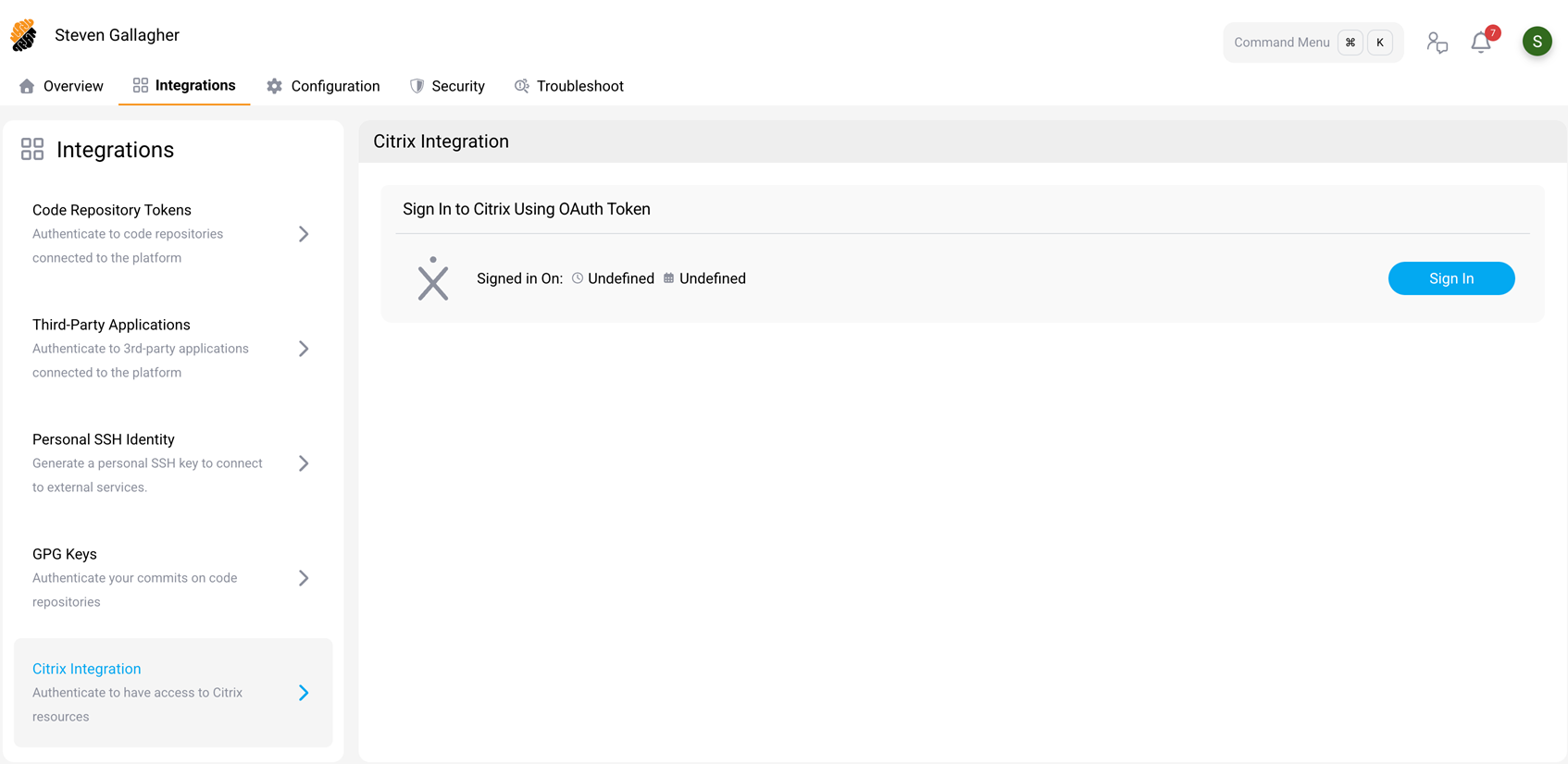 Citrix Integration in user profile