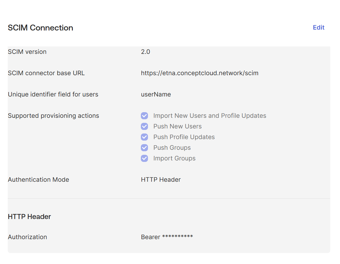 SCIM Okta configuration