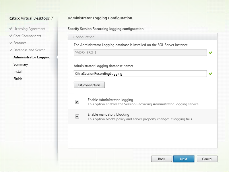 Image of admin logging configuration