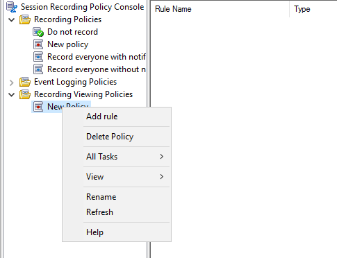Rename a new recording viewing policy