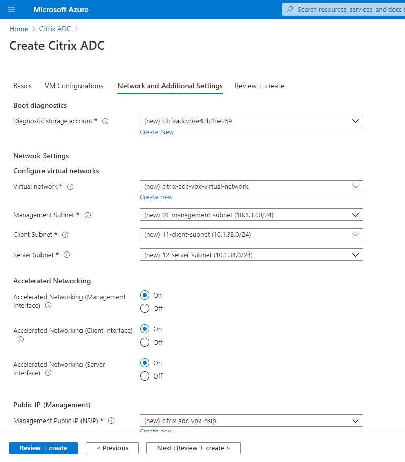 More Citrix ADC network settings