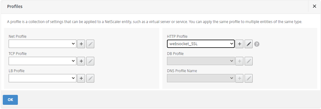 为端口 22334 的负载平衡虚拟服务器添加 HTTP 配置文件