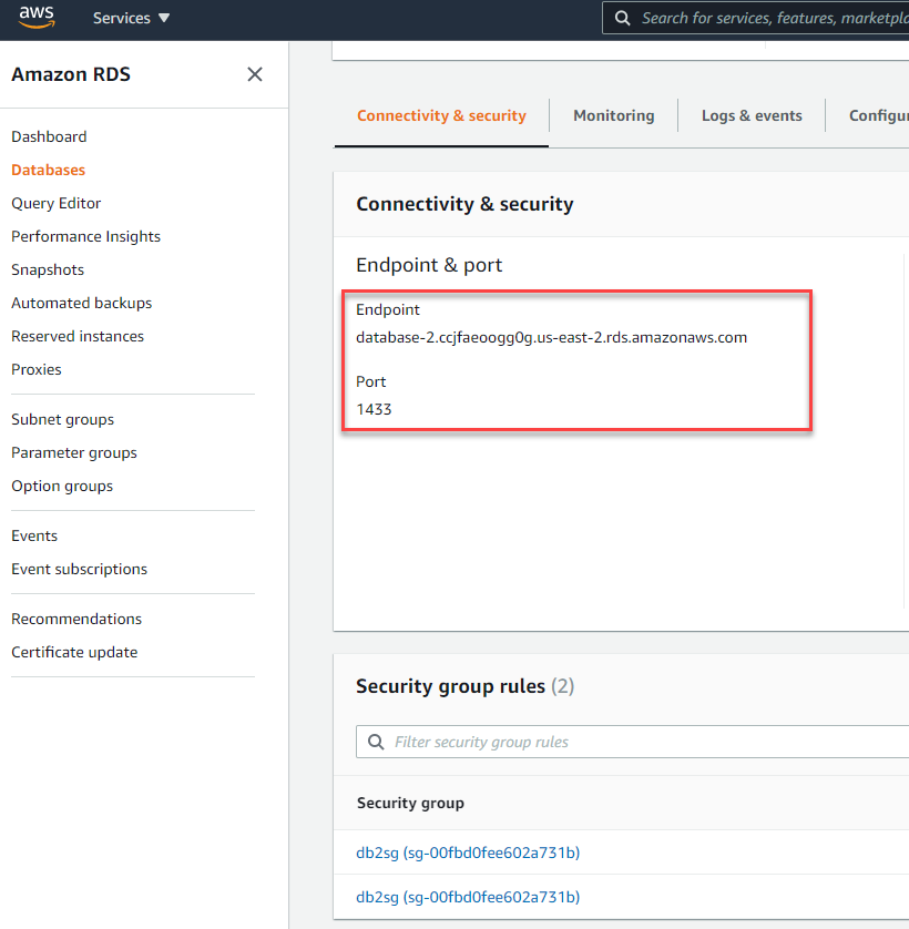 AWS RDS instance composition