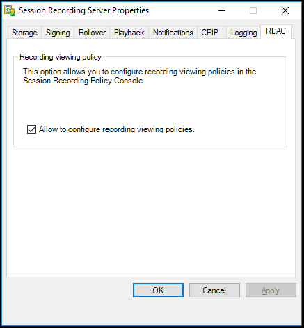 Allow to configure recording viewing policies