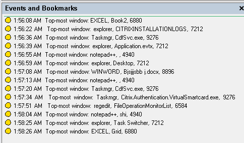 Log topmost window events
