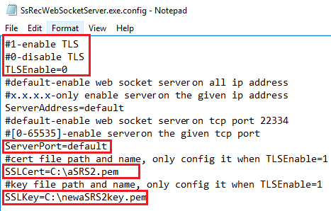WebSocketサーバー構成ファイルの更新の画像