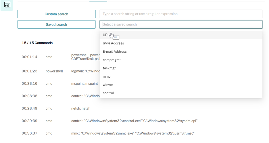 Commands tab