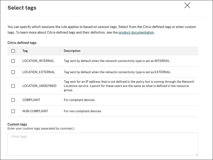 Specify tags