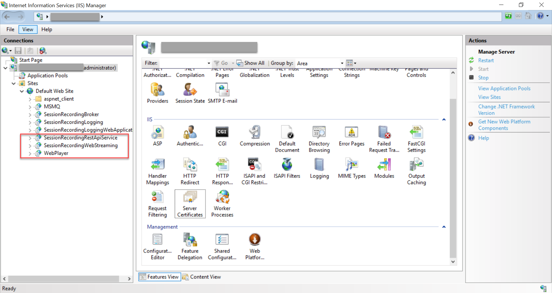 Applications hosted in IIS