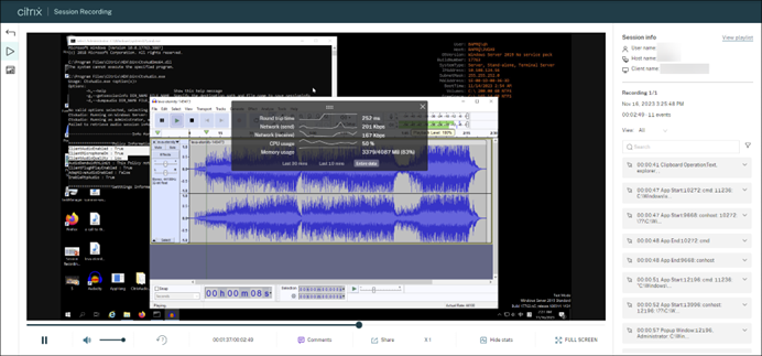 Recording playback page