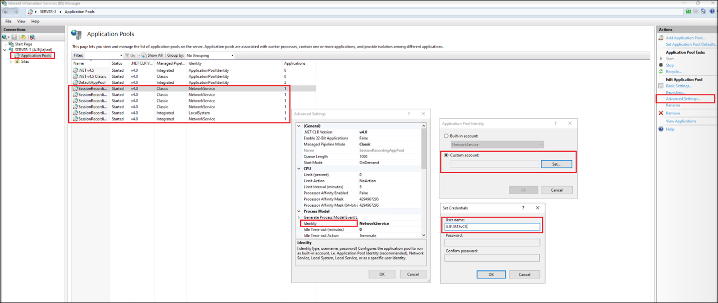 Set the application pool identity to a gMSA