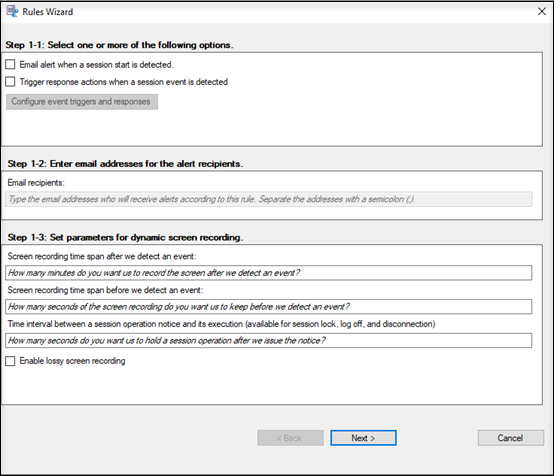 Trigger response actions when a session event is detected