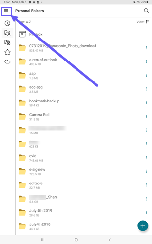 Archivo de registro en la pantalla de ayuda de ShareFile para iOS