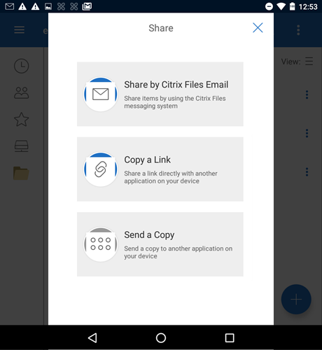 Citrix Files for Android share