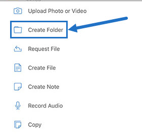 iOS create Folder screen