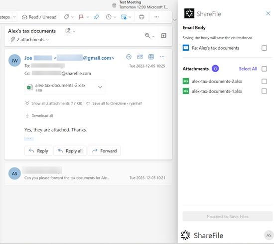 Outlook-Menüband mit ShareFile
