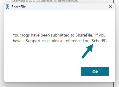 ShareFile for Windows 屏幕中的引用