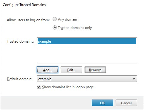 Screenshot of trusted domain screen