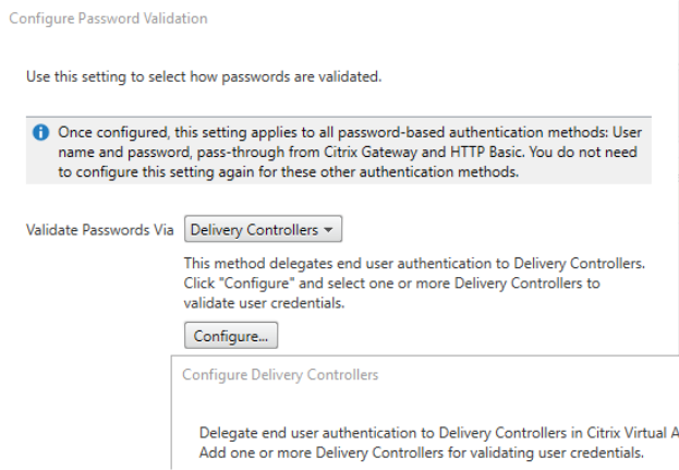 Configure Password validation panel