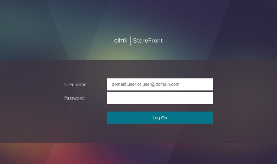 Screenshot of username and password authentication screen