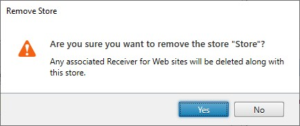 Screenshot of Remove Store window