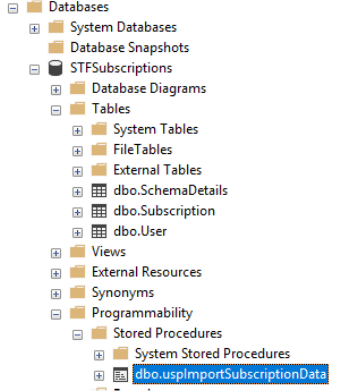 Stored Procedure added to the database