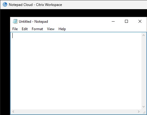 Screenshot of Notepad in windowed mode