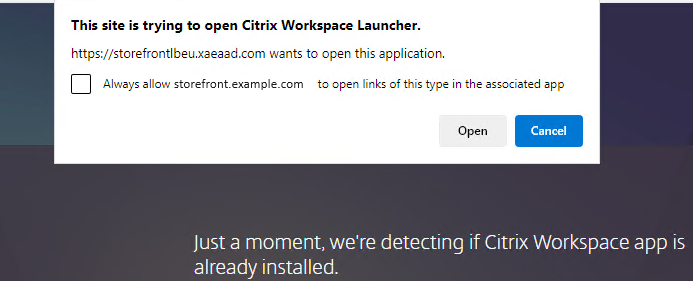 Screenshot of Citrix Workspace Launcher prompt