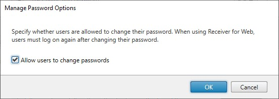 Capture d'écran Gérer les options de mot de passe