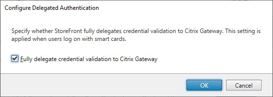 Screenshot of Configure Delegated Authentication window