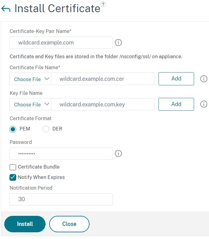 Capture d'écran de l'écran d'installation du certificat