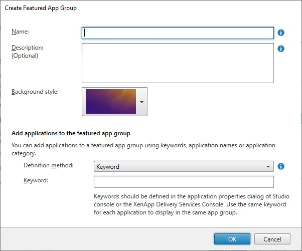 Capture d'écran de l'écran Créer un groupe d'applications recommandées
