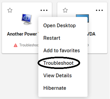 Troubleshoot option
