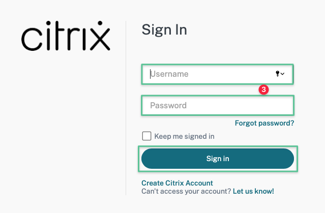 创建Citrix 帐户