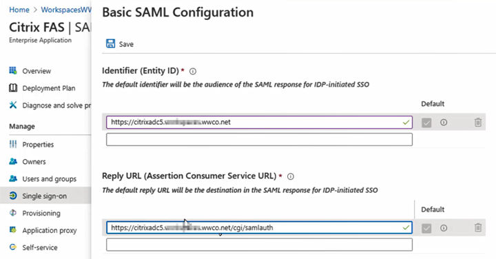 基本的な SAML 設定