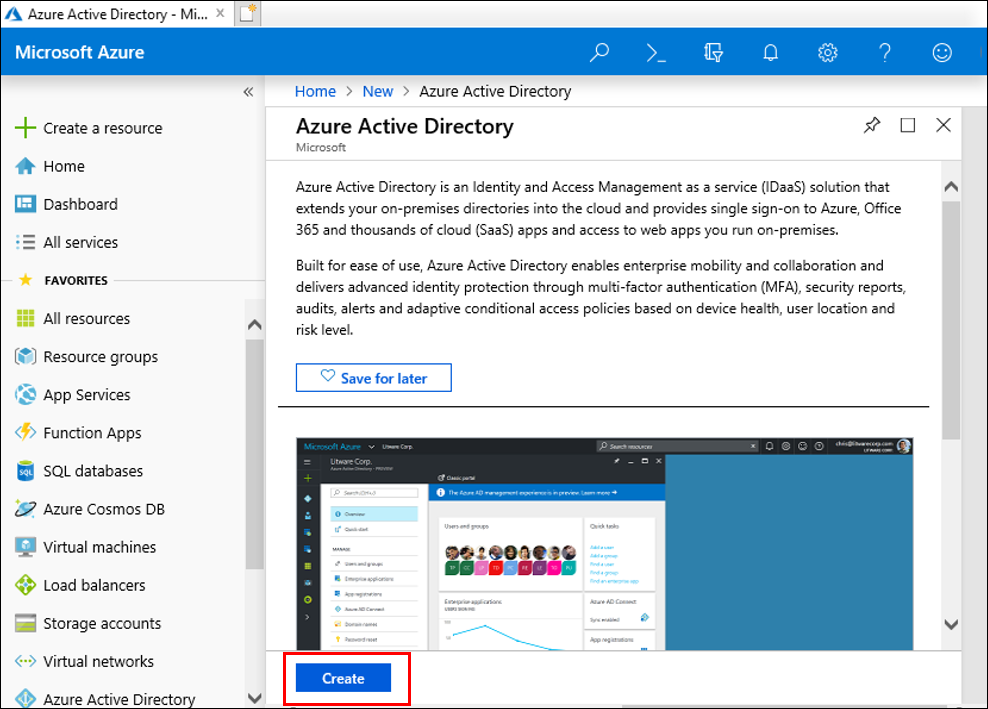 Créer Azure Active Directory