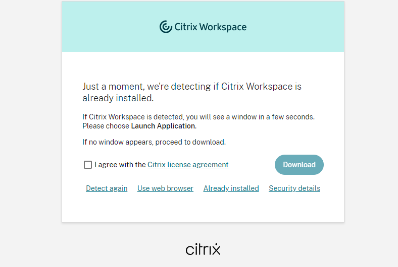 Citrix Virtual Apps and Desktops 检测 Workspace