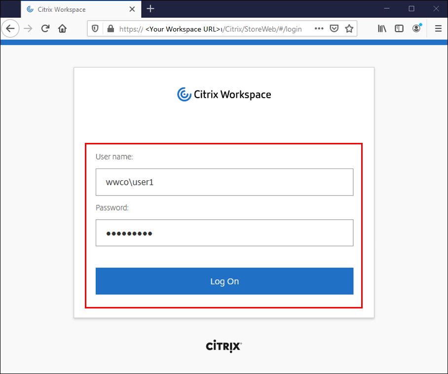 Citrix Virtual Desktops サービス-Citrix Workspace にログインする