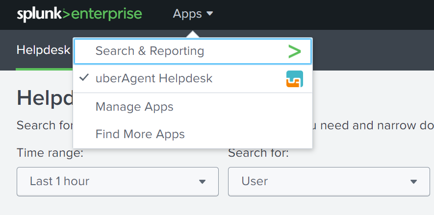 Splunk app menu